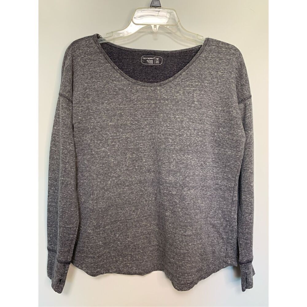 Be Inspired Women's Long Sleeve Pullover Sweatshirt Heather Gray Size Medium